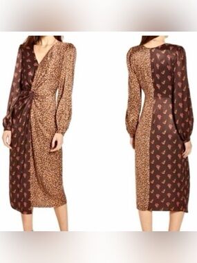 Something Navy Mixed Animal Print Midi Wrap Dress **Read Description**
